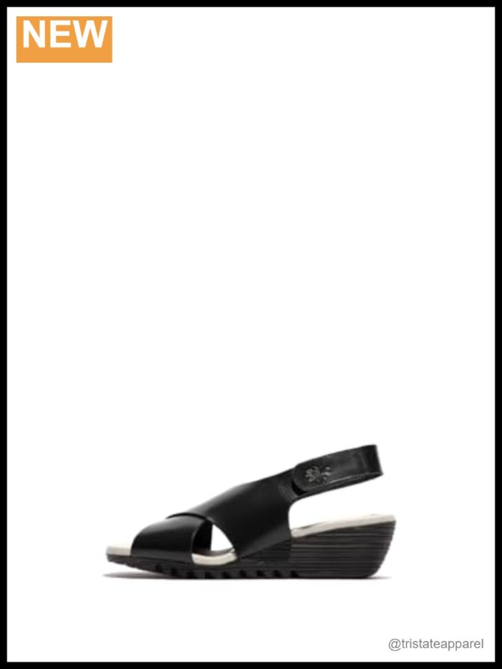 Leather Wedge Sandal Hook & Loop Slingback Round Toe Casual